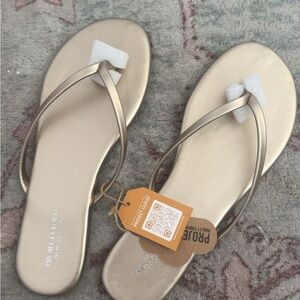 Metallic Gold Flip Flop Sandals for Women